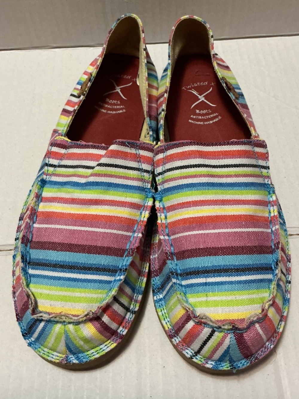 Twisted X slip on striped shoe 7.5M